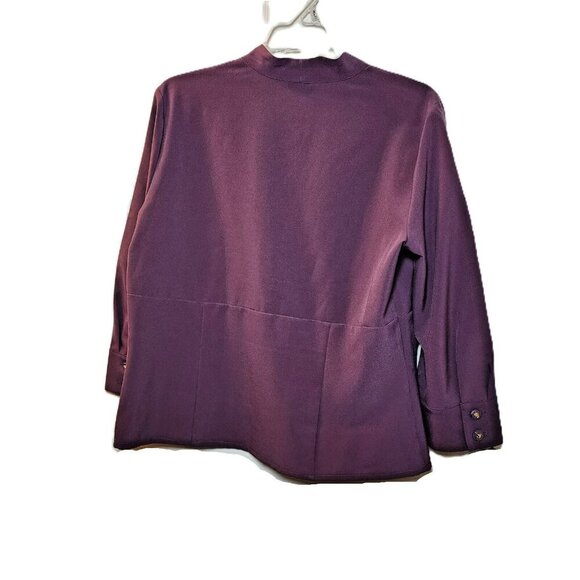Covington Women’s Size Large Purple Stretch Button Front Blouse 3/4 Sleeve Fitte - Picture 4 of 10